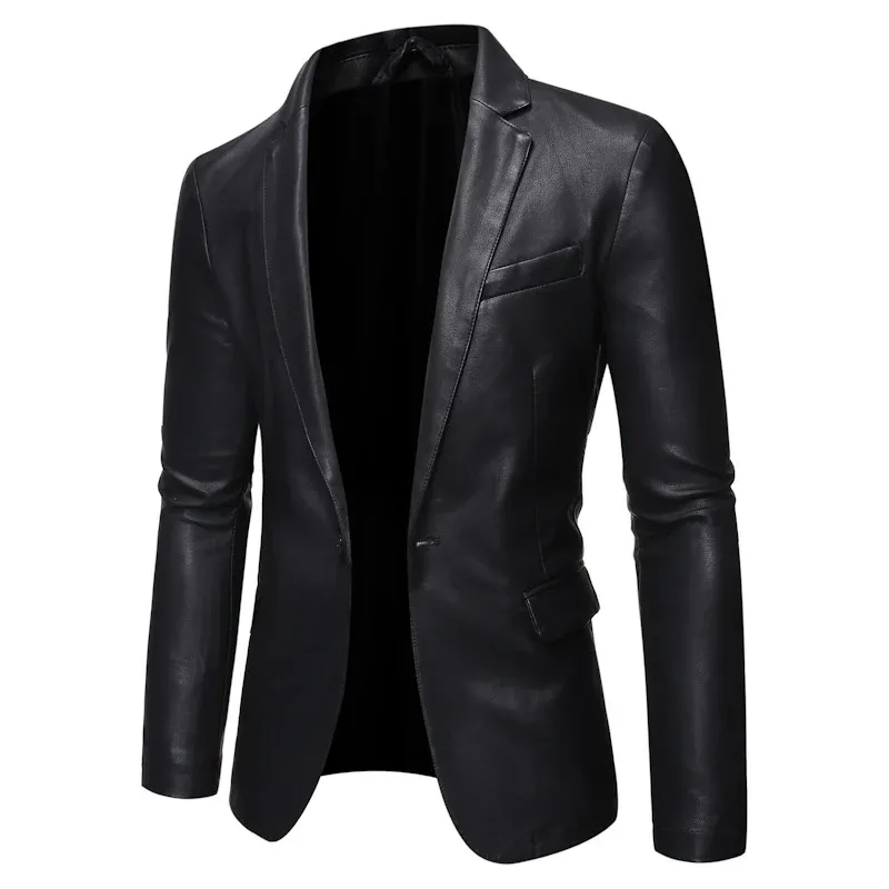 Herren elegante Kunstlederjacke mit modernem Schnitt – Valtoré