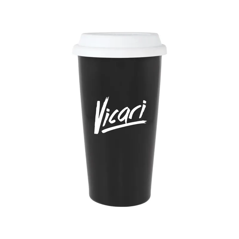 ETS Black Terra Tumbler with White Lid -16 oz
