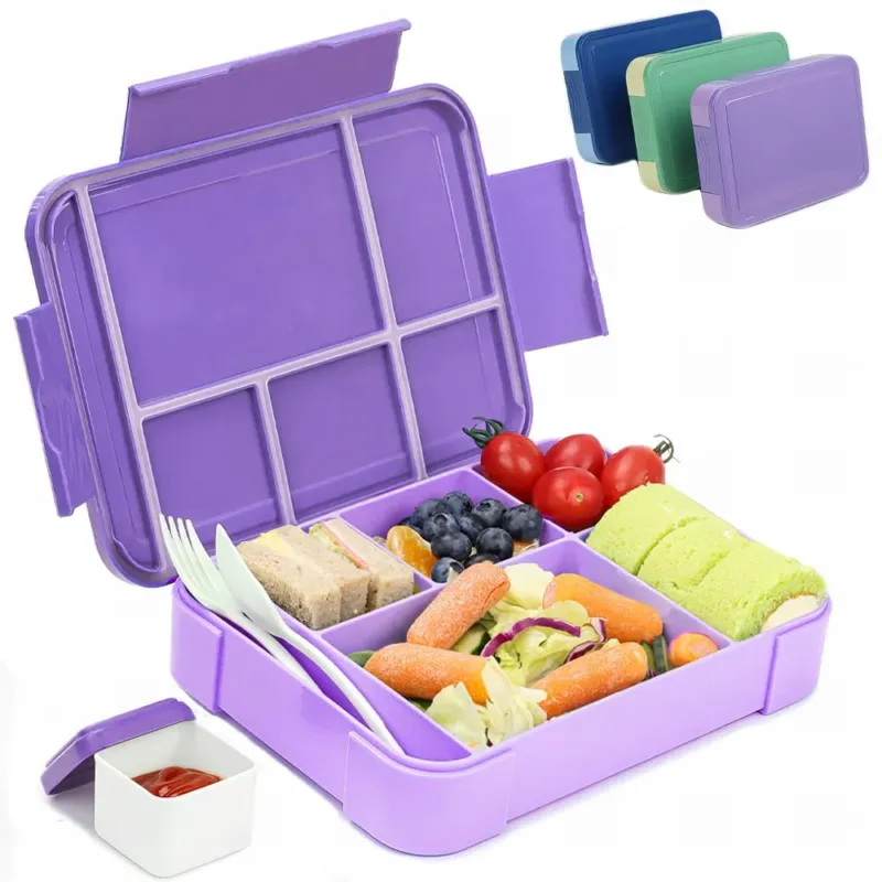 Kids lunch box with compartments ,lunch box kids bento box leakproof with 6 compartments cutlery set,snack box breakfast box