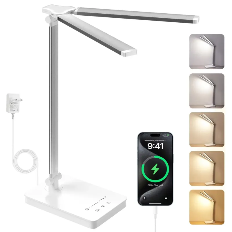 Desk Lamp LED 15 W Dimmable with Eye Protection, 5 Colours and 10 Brightness Levels