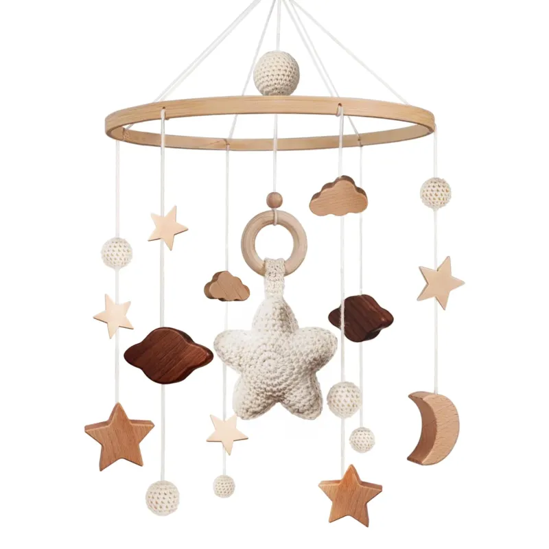 Mobile baby crib bed bell wind chime baby with clouds stars