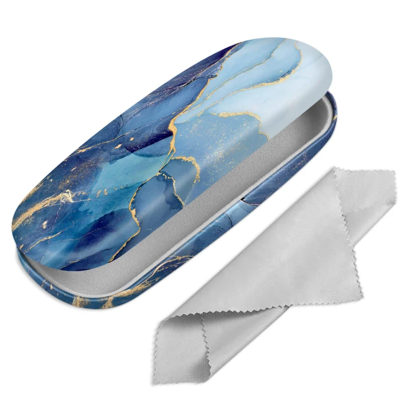 Portable hard shell glasses case with glasses cleaning cloth - case for glasses and sunglasses