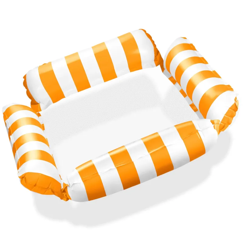 Inflatable Mattress Pool, Water Hammock with Net, Water Air Mattress with 4 Air Chambers