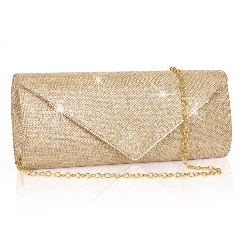 Clutch Leather Handbags with Removable Chain