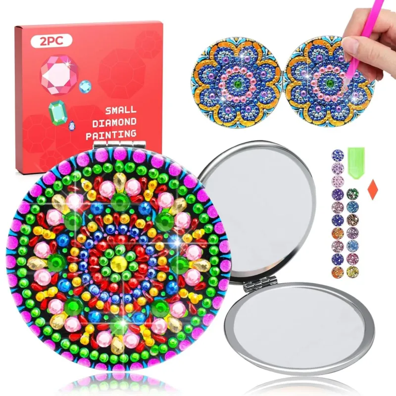 2 pieces Diamond Painting pocket mirror