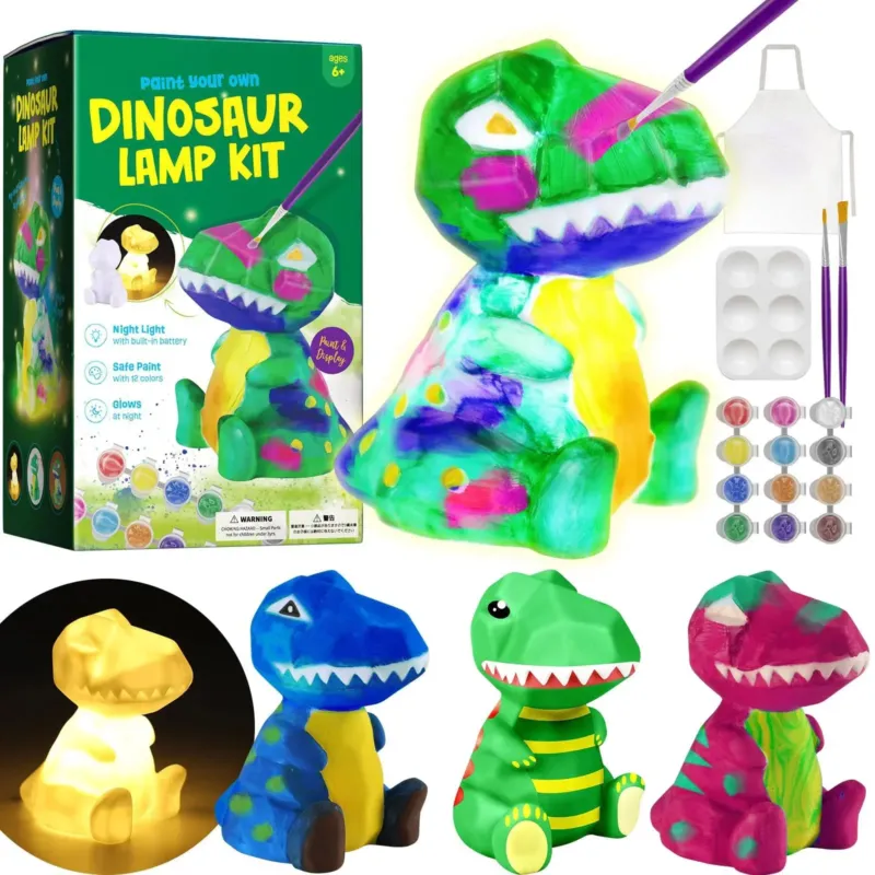 Dinosaur Lamp Painting Craft Kit for Children, Dinosaur Toy, DIY Creative Gift Idea