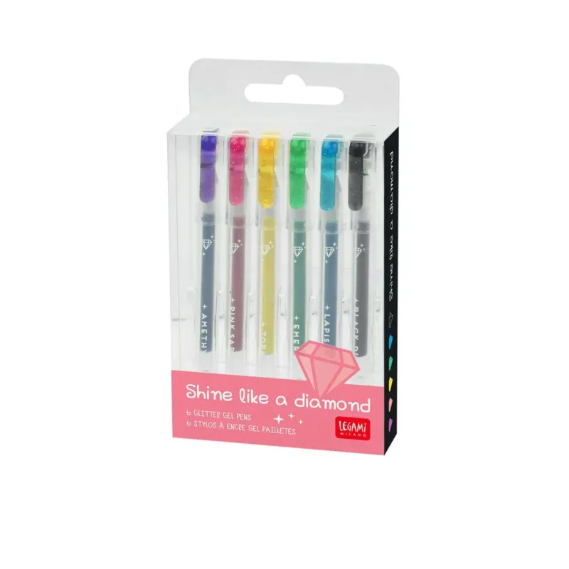 6er-Set aus glitzernden Mini-Gelstiften - Shine Like a Diamond Thistle legami