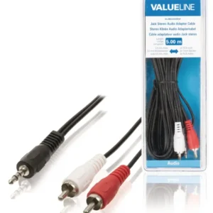 Valueline Stereo-Audiokabel 3.5 mm male - 2x RCA male 5.00 m Schwarz